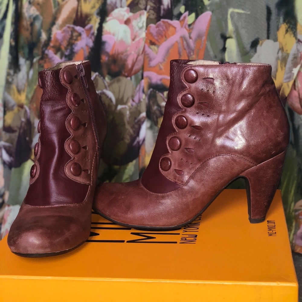 Burgundy heeled boots